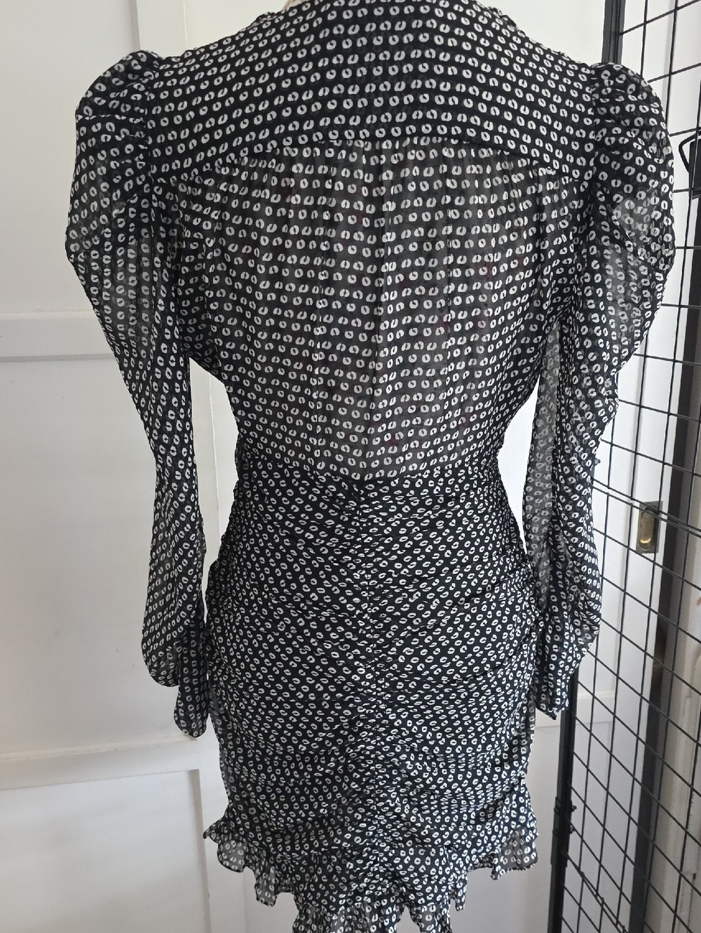 Zara Black Polka Dot V-Neck Mini Dress Size MEDIUM - Picture 9 of 11